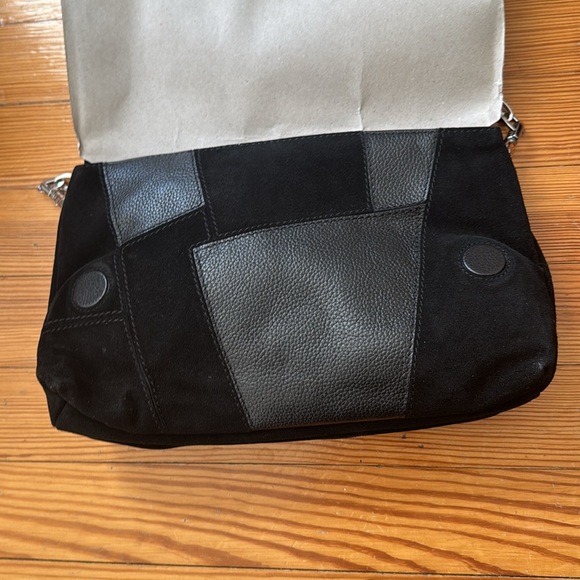 Zadig & Voltaire Black Suede & Pebbled Leather  Studded Rocky Patchwork Bag - Picture 9 of 16